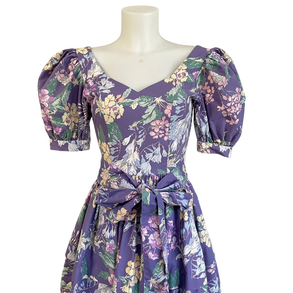 LAURA ASHLEY Vintage Lavender Floral Sweetheart Fit & Flare Dress US 8/UK 10 - Picture 2 of 11